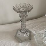 Duo of glass candlesticks