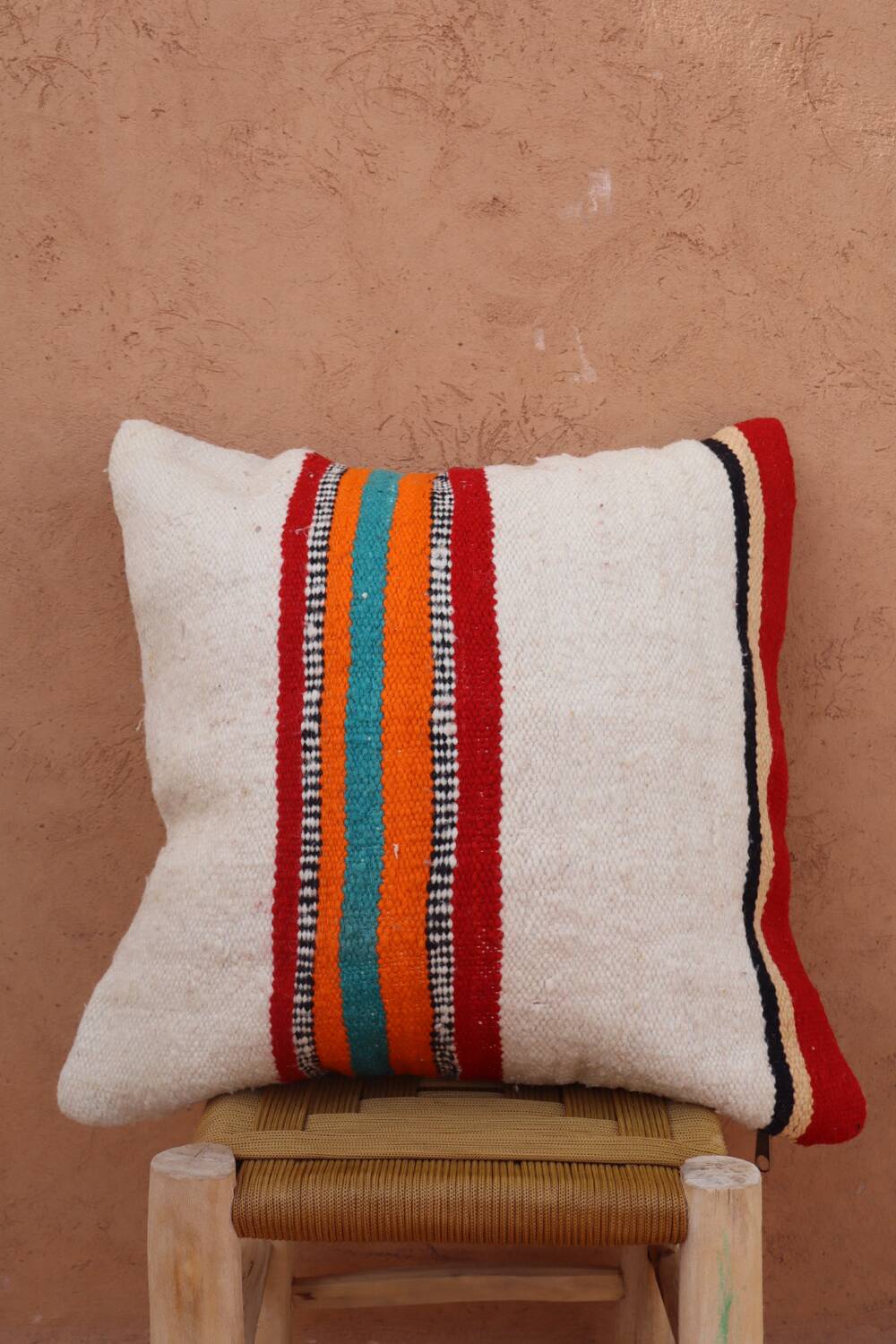 Colorful striped wool cushion