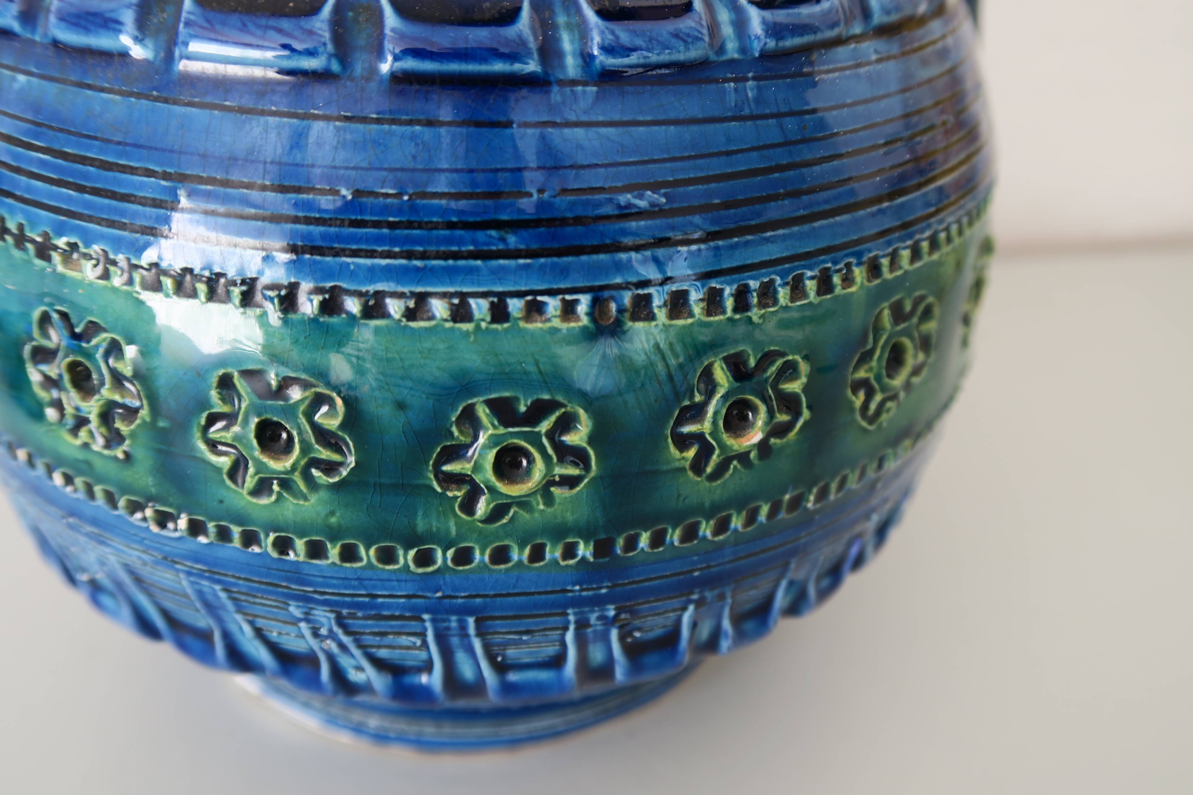 Bitossi Blue and Green Pitcher 26 cm Italy