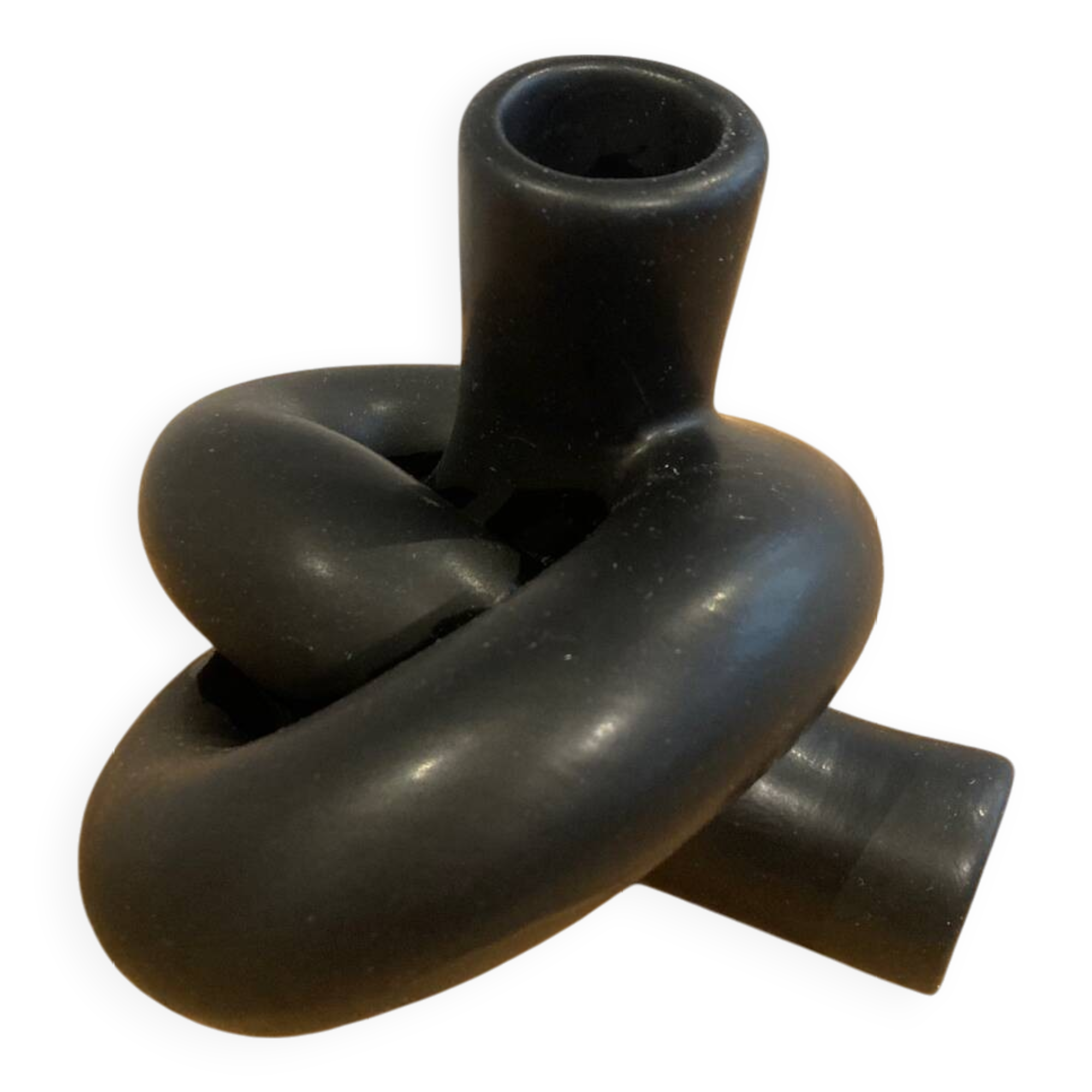 Black ceramic knot candle holder
