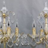 Pair of Girandoles / Chandeliers Bbronze & Crystal Louis XV Style 4 Lights
