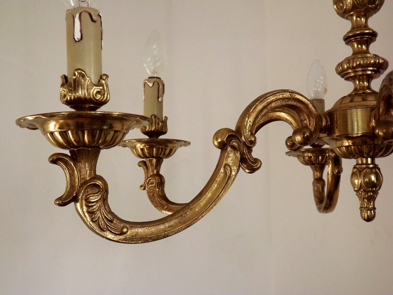 Stunning French Antique Art Nouveau Quality Bronze 6 Light Chandelier 3899