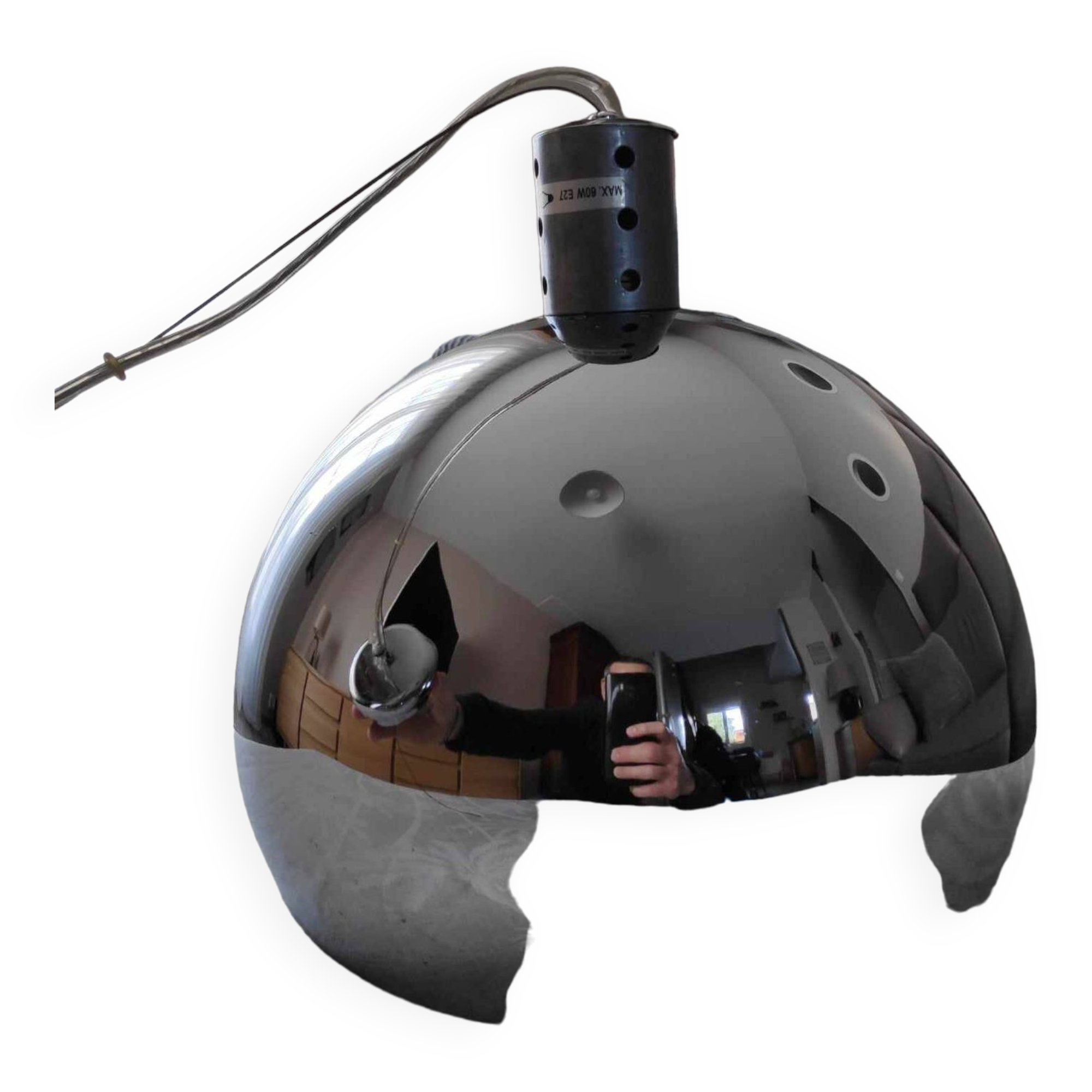 Magnificent vintage chrome pendant light