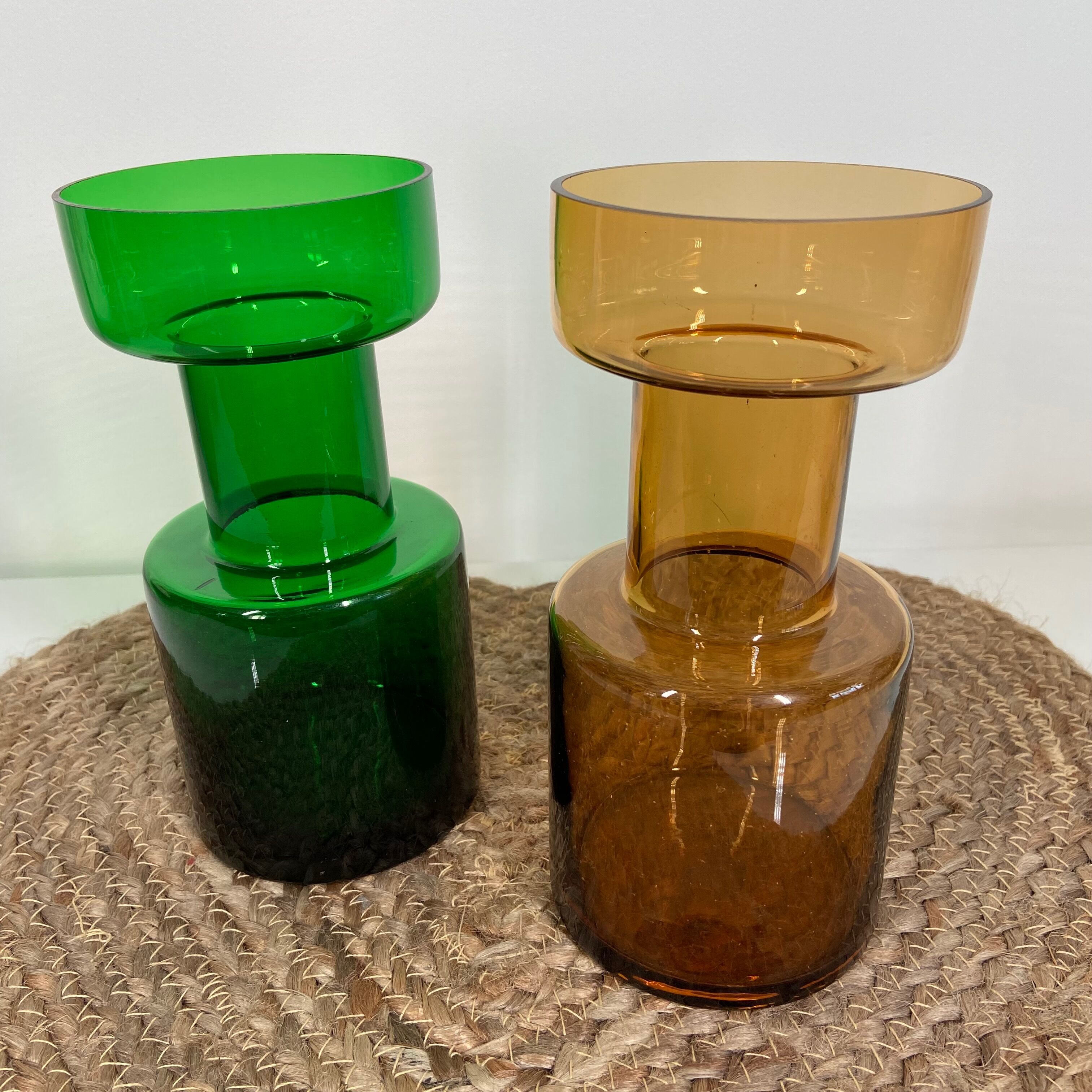 Green colored glass vase
