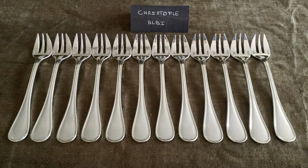 12 oyster forks christofle albi