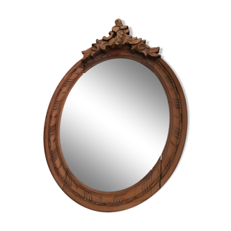 Oval mirror frame wood XIX ème   29x42cm