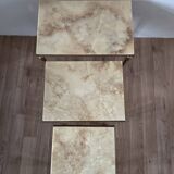 Nested tables in brass and marble, 1950.