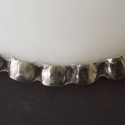 Vintage French Opaline Glass Pendant Light Shade - Frilled Clear Glass Edge