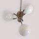 Vintage Czech Bauhaus style pendant light, tall, with opaline glass globes, 1940s