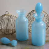 Duo of blue opaline vials