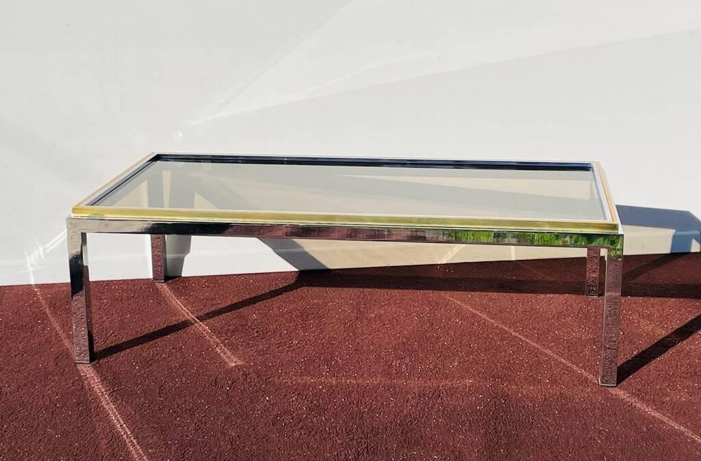 Rectangular coffee table. Flaminia Belgochrom W. Rizzo Vintage 70s