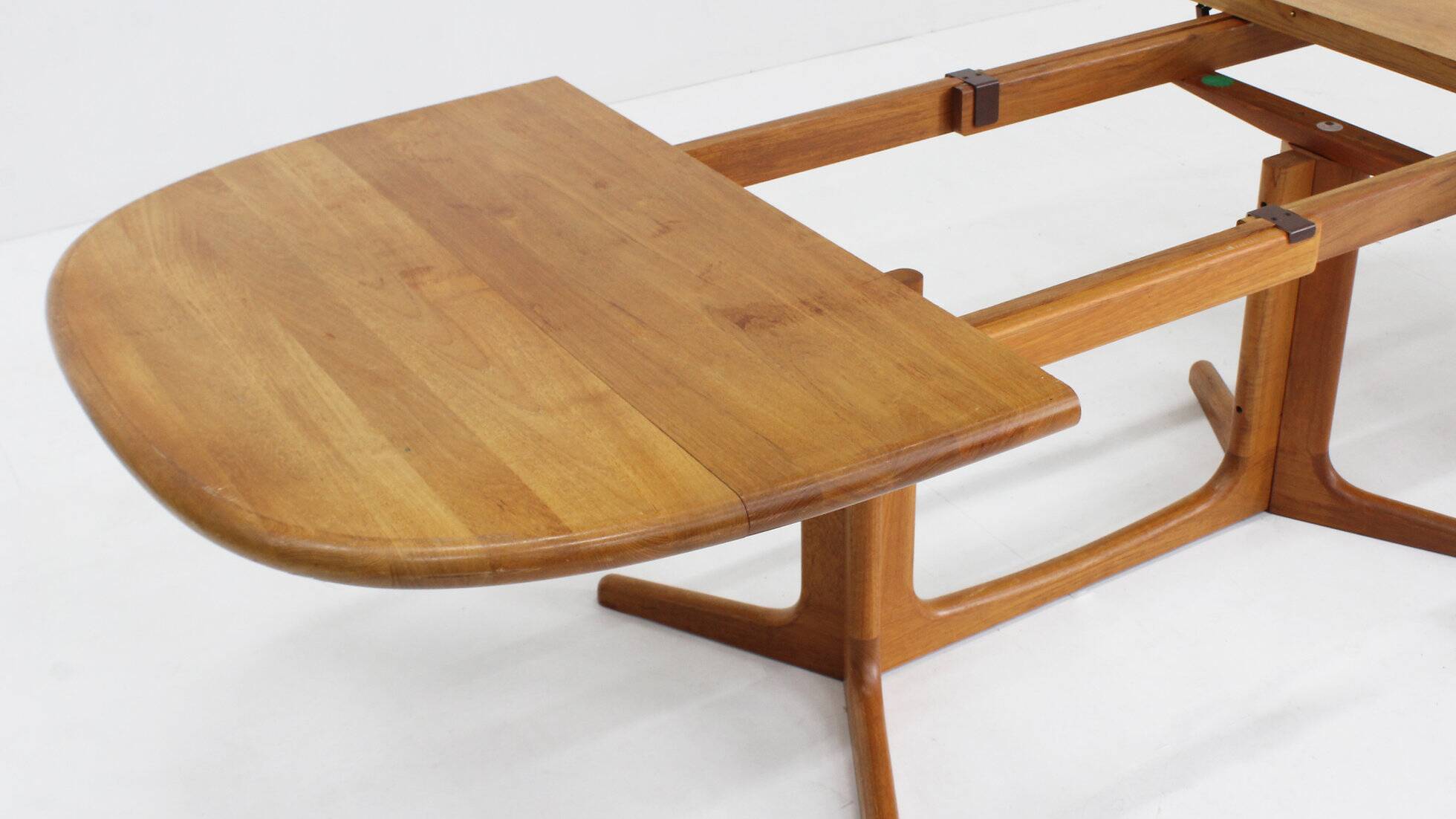 Vintage Glostrup Danish oval extendable dining table solid teak 1960s