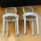 Paire de chaises Louis XVI époque fin XIXe cannages façon damiers