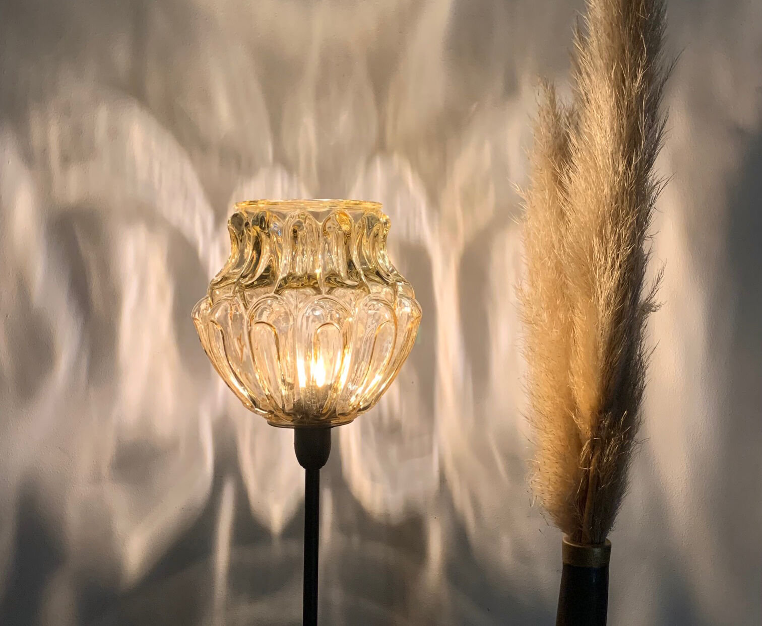 Table lamp with an old vintage golden lampshade