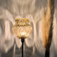 Table lamp with an old vintage golden lampshade