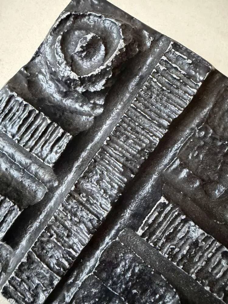Brutalist cast iron door knobs 1970s sculptural design set
