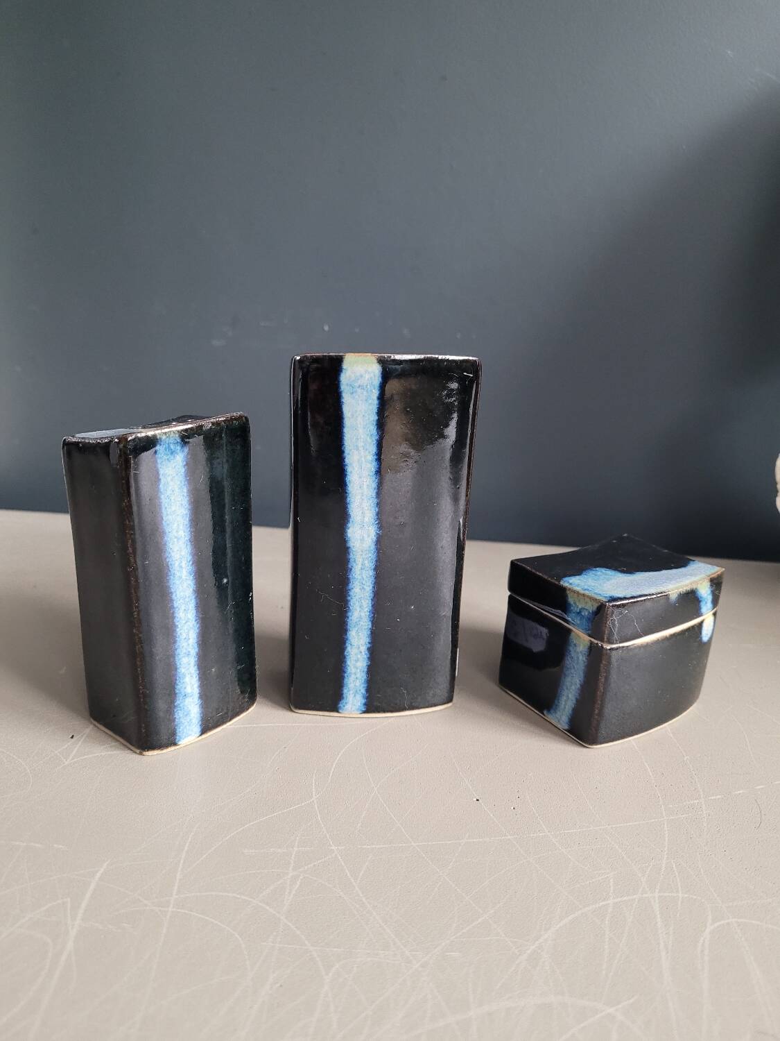 Vintage ceramic salt pepper mustard set