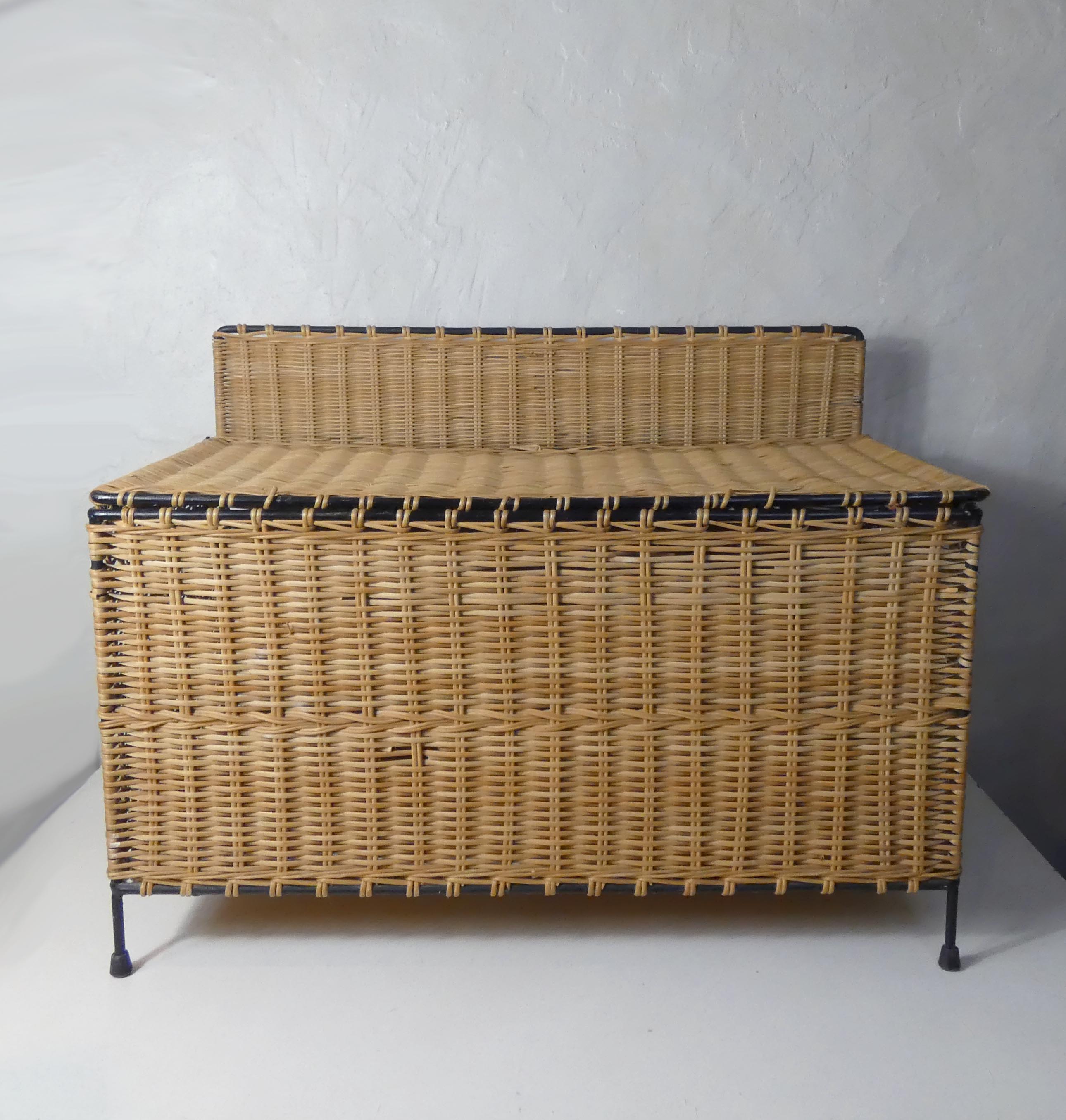 Rattan and metal chest