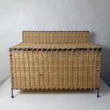 Rattan and metal chest