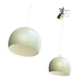 2 round metal pendant lights, Sweden 1980s