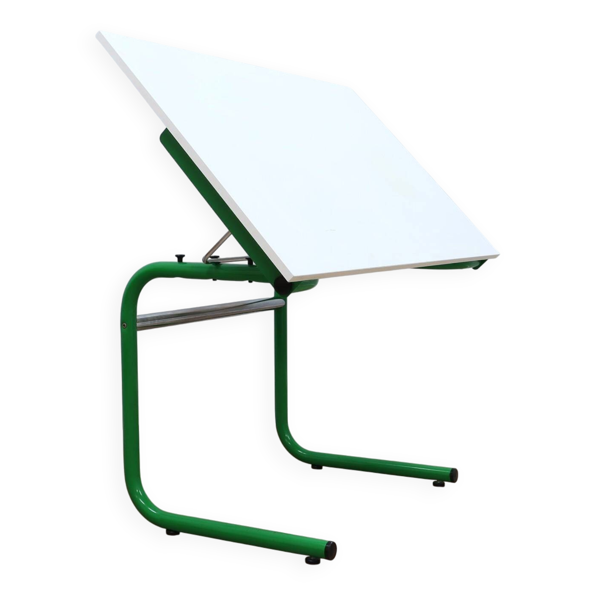 1960s Bieffeplast vintage green metal frame desk