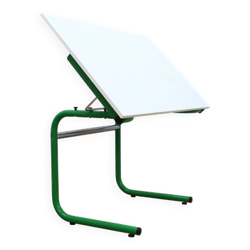 Bureau vintage en métal vert Bieffeplast des années 1960