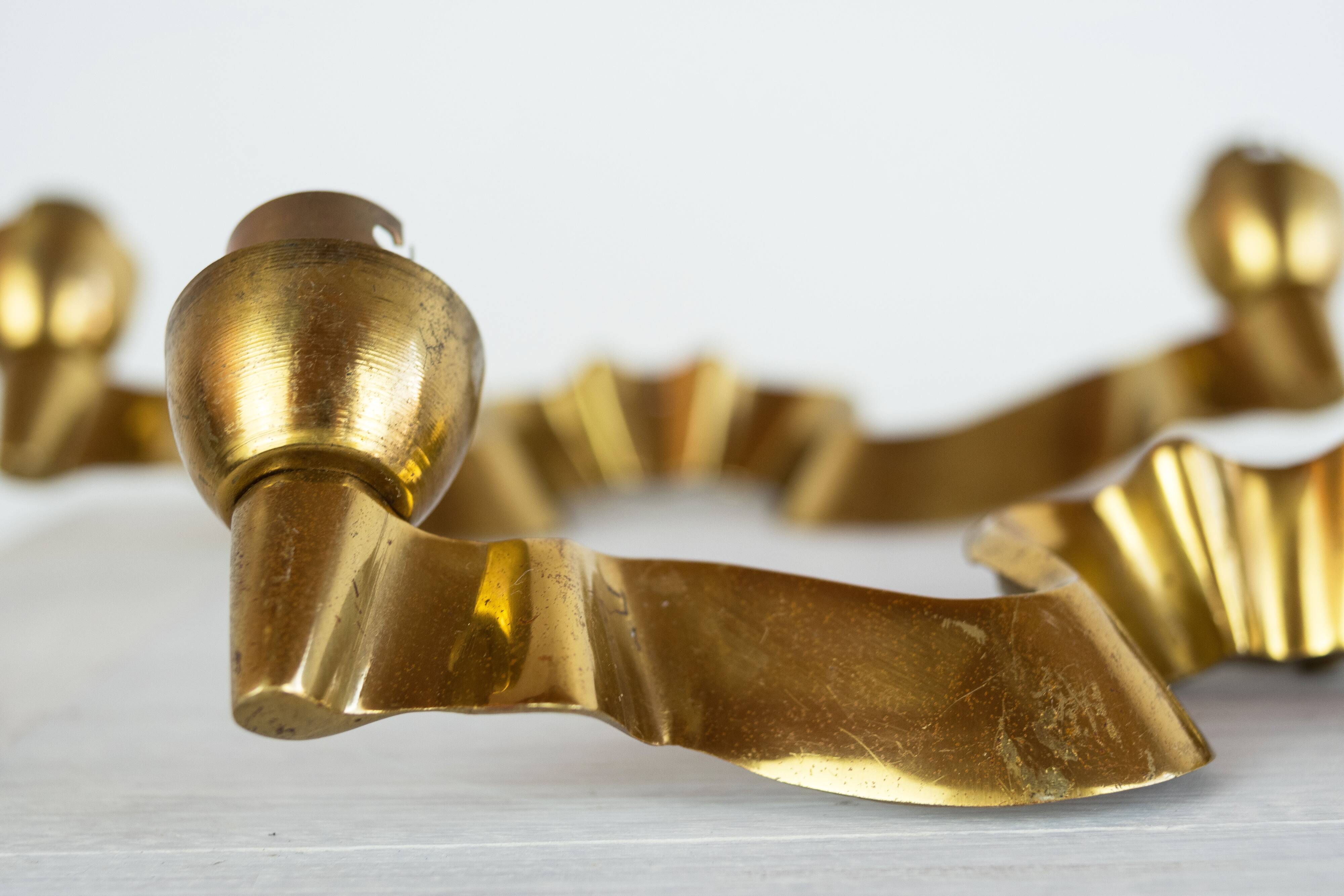 Pair of gilded bronze wall lamps, France, 1940