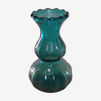 Vase en verre soufflé bleu lagon type murano