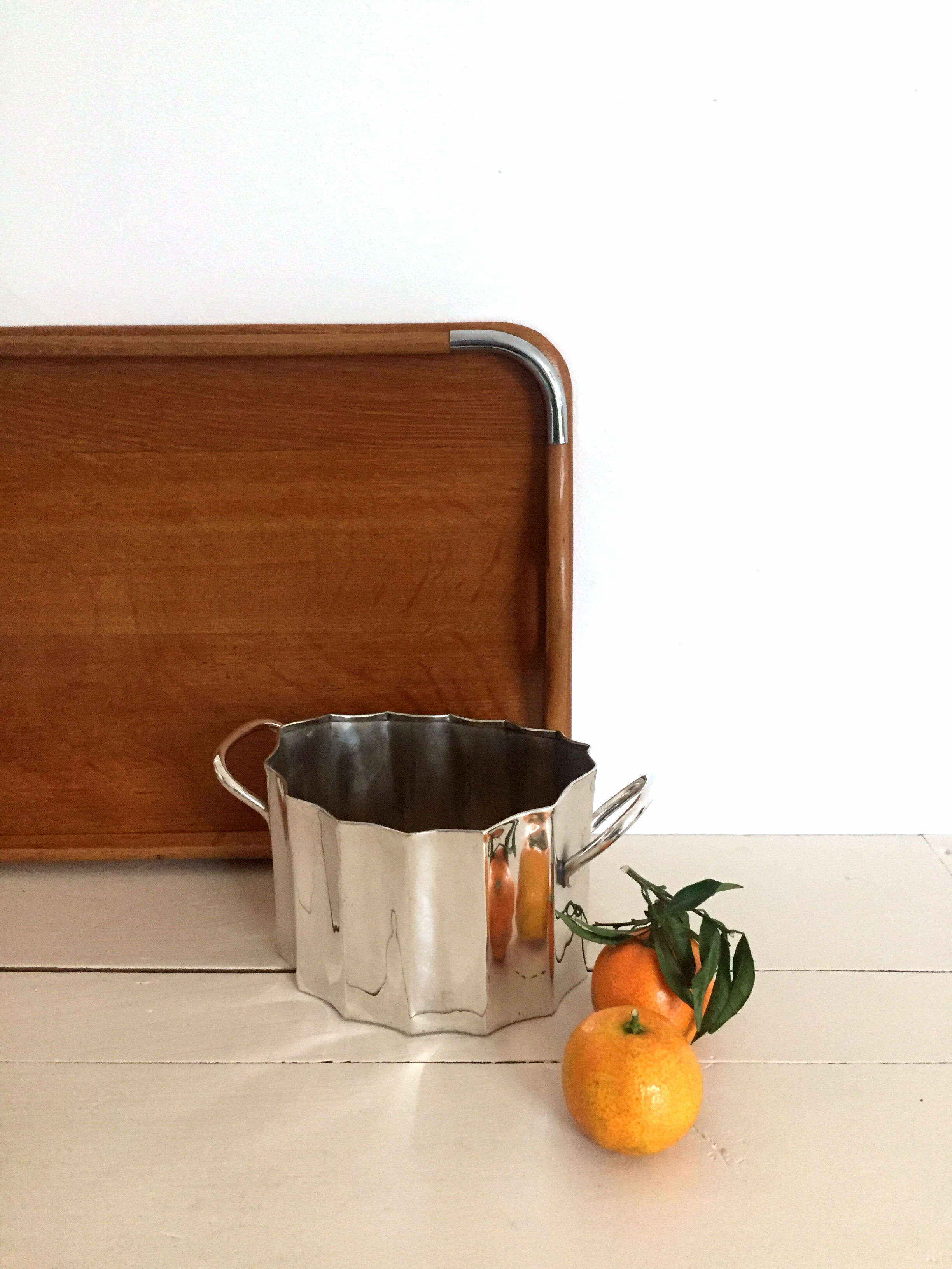 Silver metal ice bucket