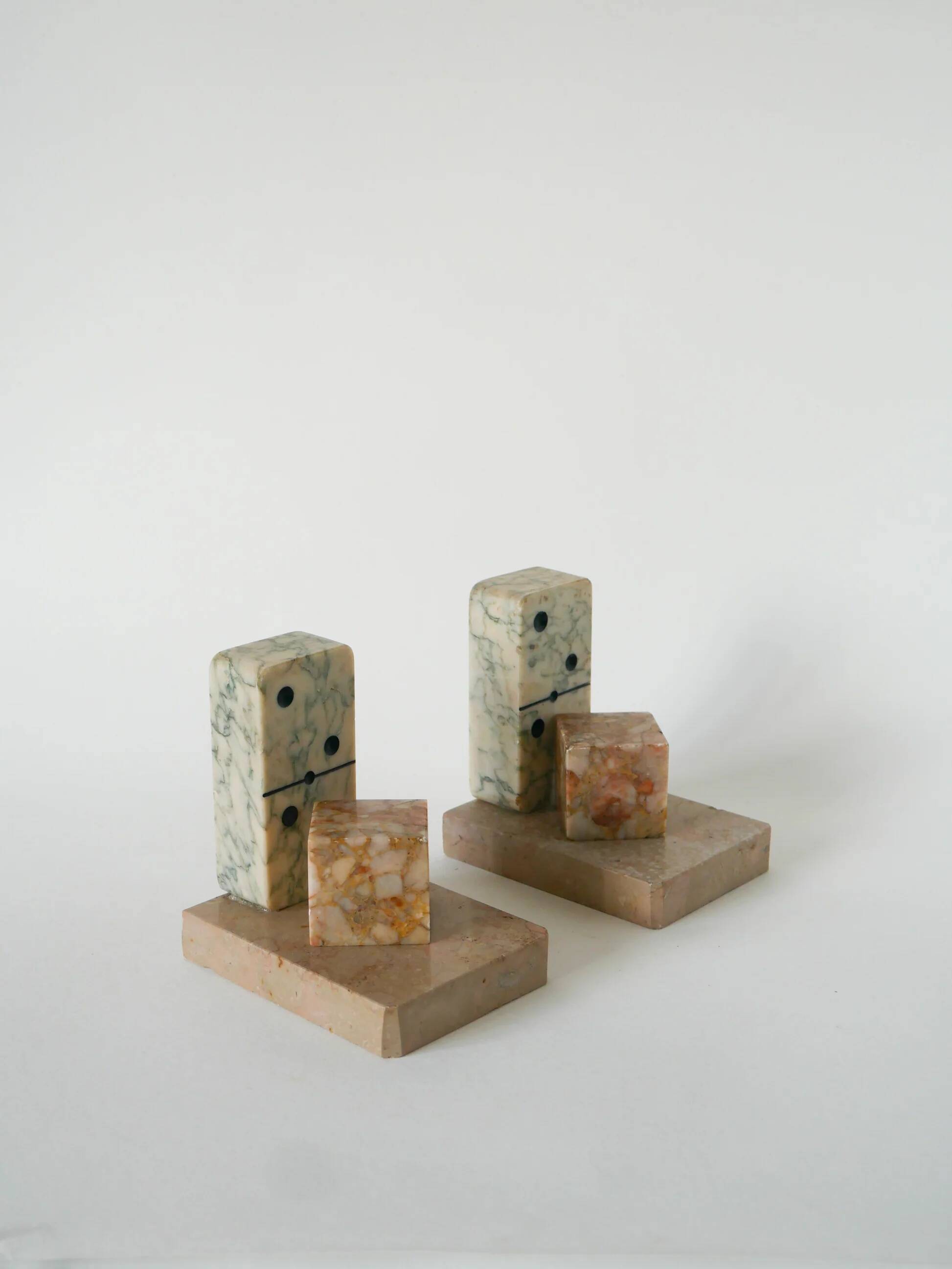 Pair of marble bookends, Domino model, 1950