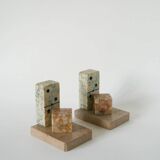 Paire de serre-livres en marbre, modèle Domino, 1950