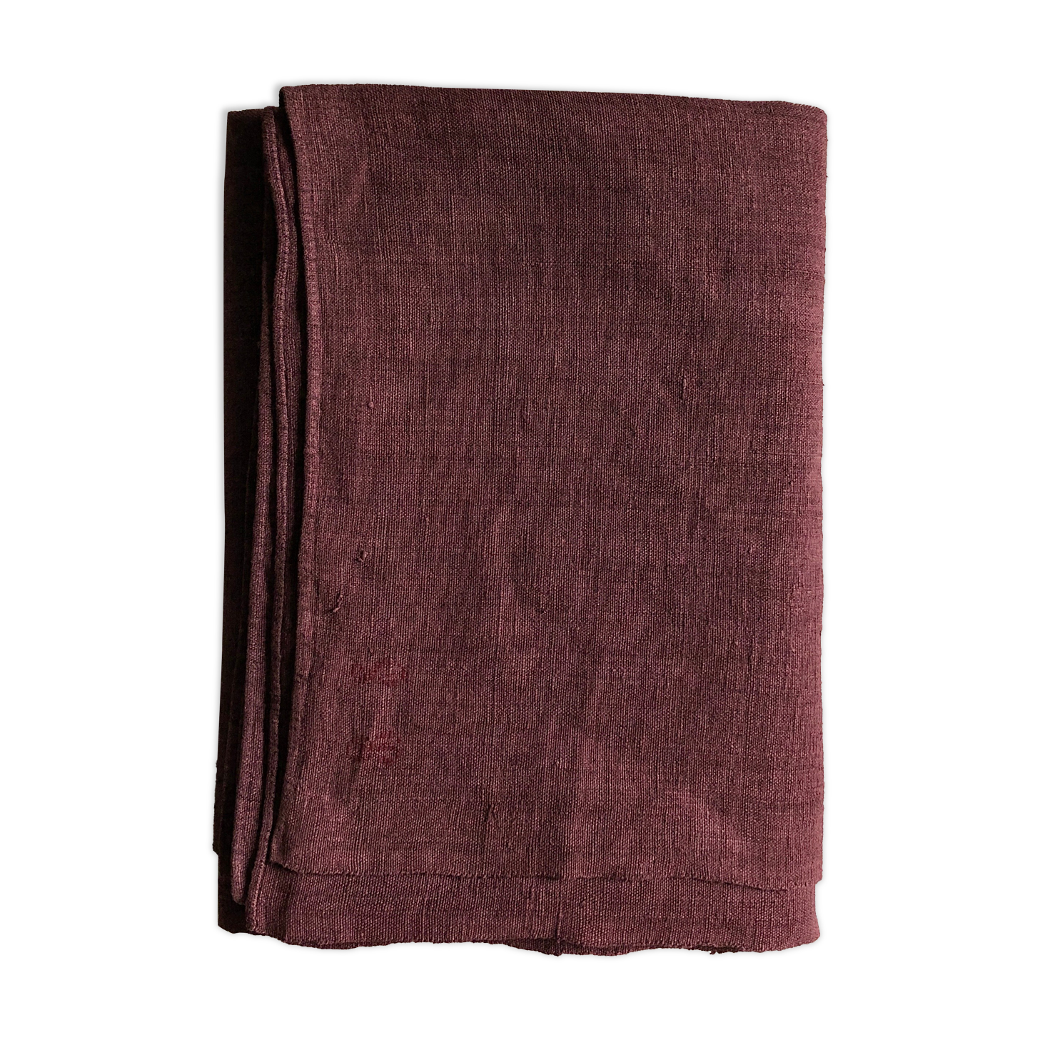 Nappe de vendange ancienne en pur chanvre teinté en aubergine