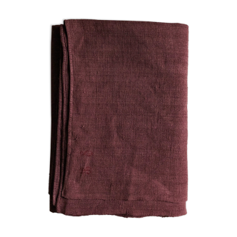 Old harvest tablecloth in pure hemp tinted with eggplant