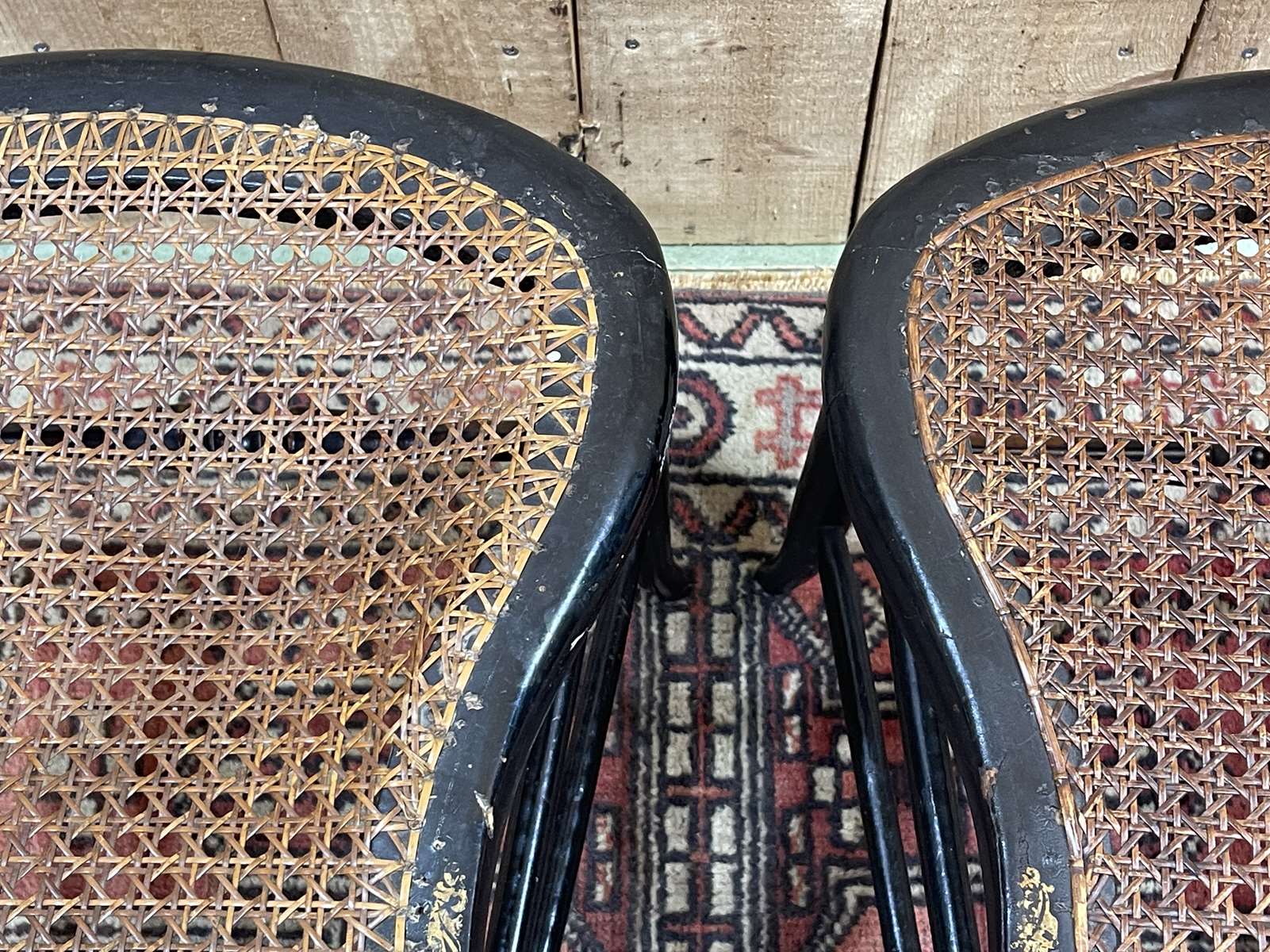 Pair of chairs Napoleon III XIXth in norci wood and mother-of-pearl inlay