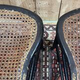 Pair of chairs Napoleon III XIXth in norci wood and mother-of-pearl inlay
