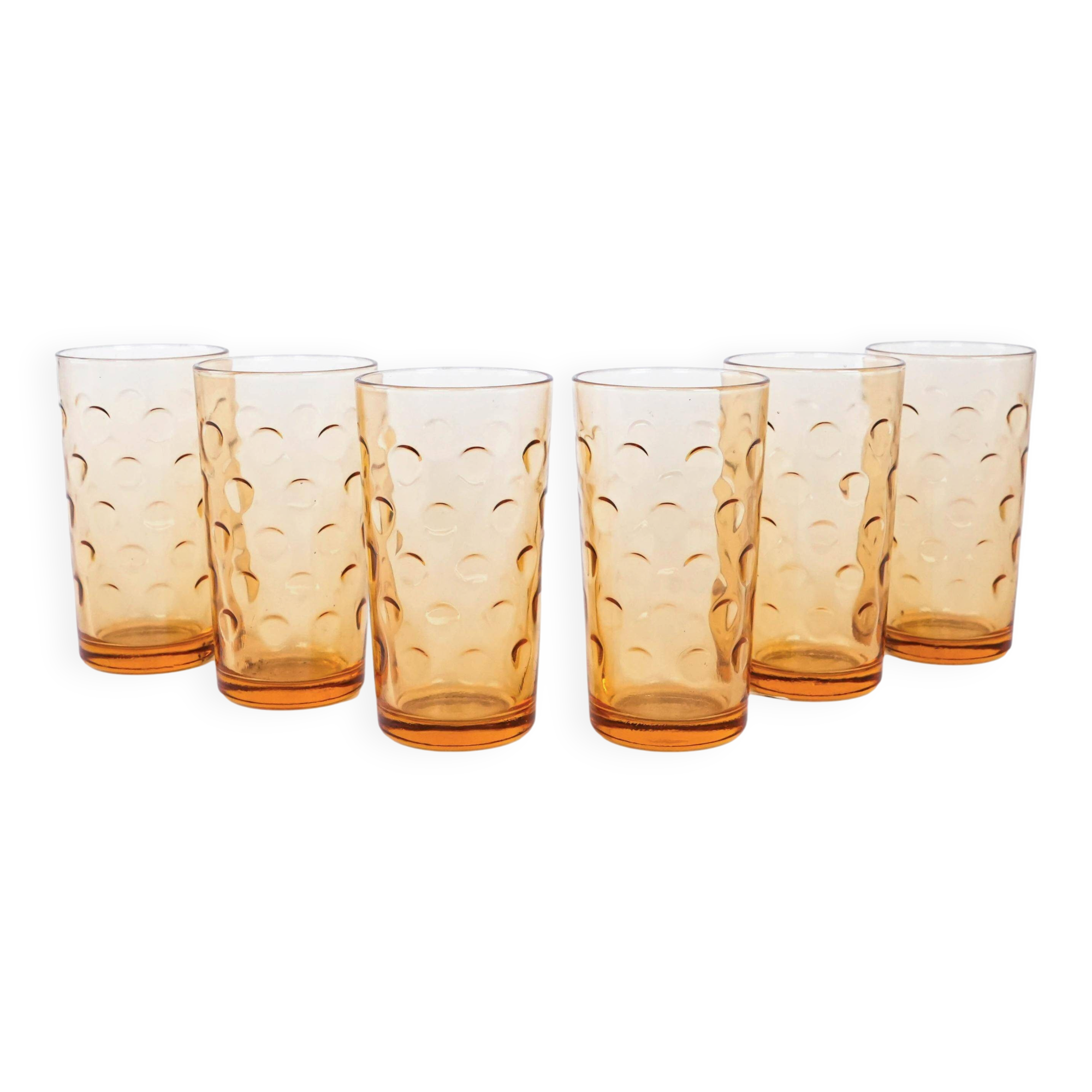 Set of amber glasses, Italian design, 1970s, manufactured in Italy