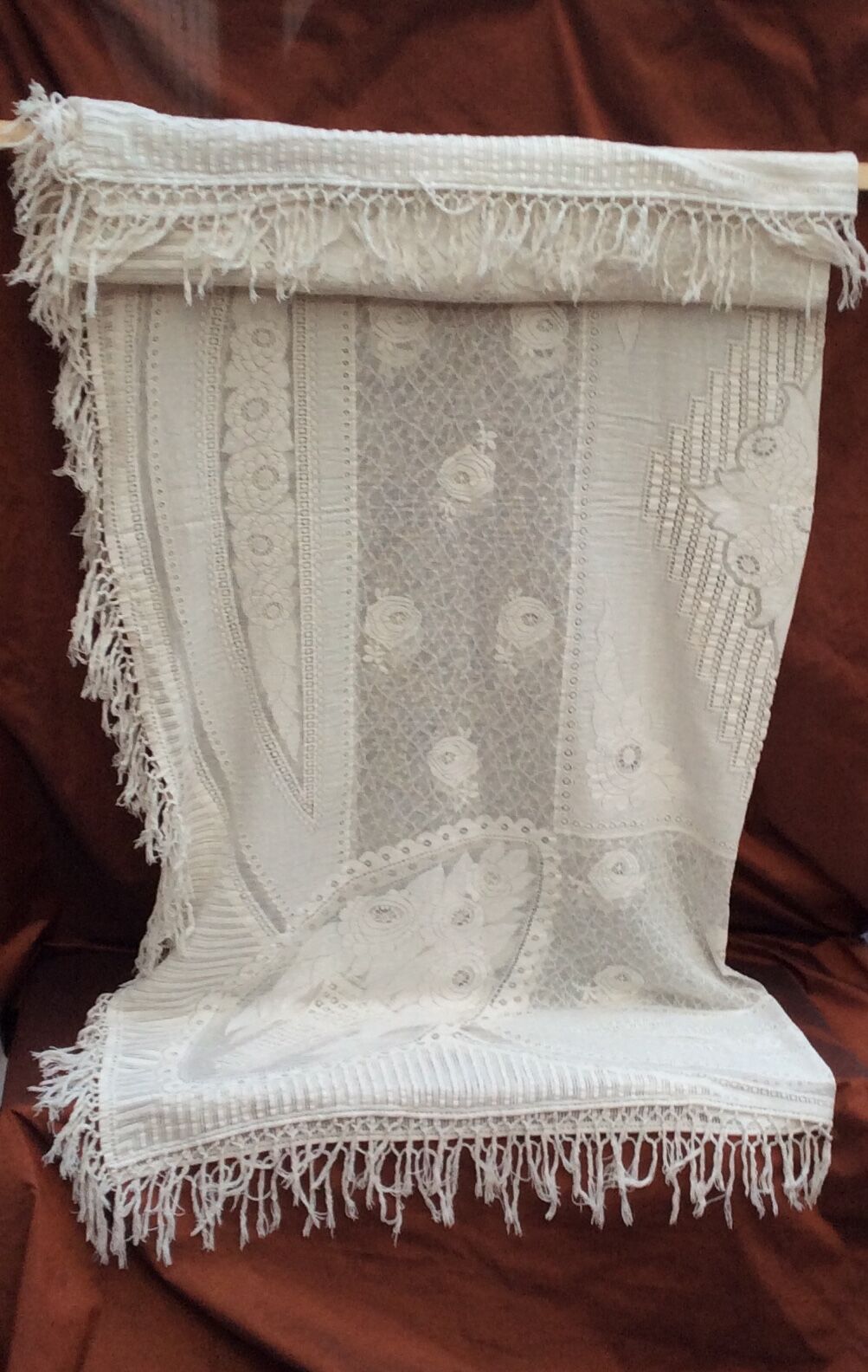 Old white lace tablecloth