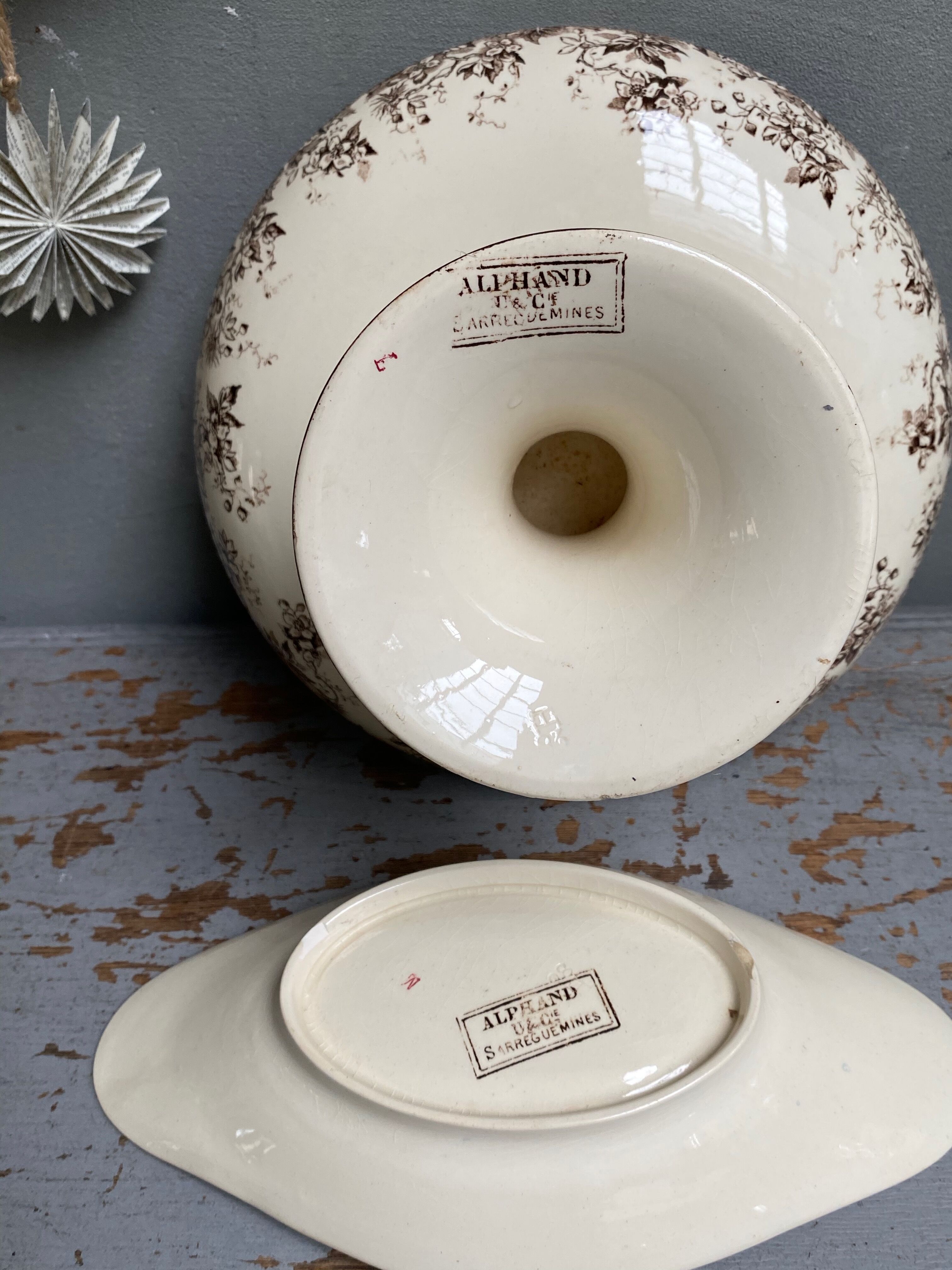 Compotier and ravier earthenware of Sarreguemines