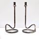 Minimalist Pair of Silver Plated Metal Candleholders in the Style of Sabattini
