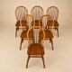 Set of 6 Scandinavian pine wingback chairs, 1970s