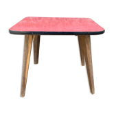 Guéridon petite table basse carré formica marbre rouge porte plante midcentury 1950 ancien vintage
