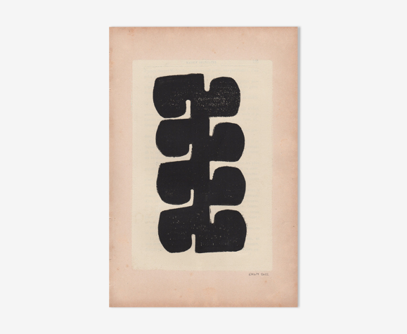 Peinture sur papier ancien • M683 • signé eawy