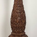 Carved wooden lamp base