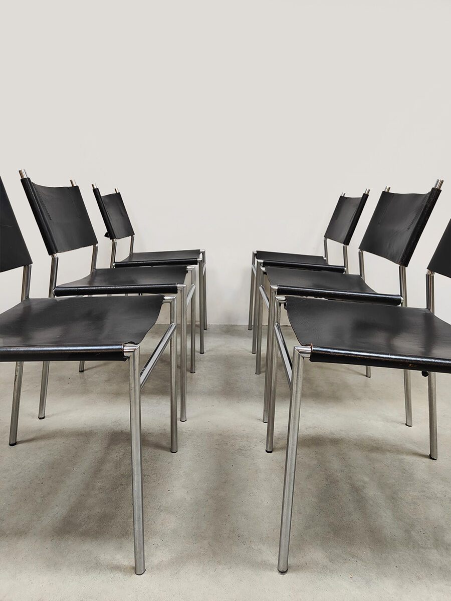 Vintage SE06 leather dining chairs Spectrum Martin Visser