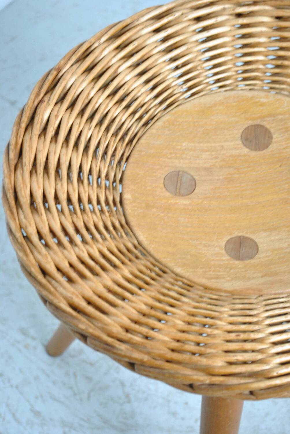 Rattan stool by Jan Kalous for Úluv 1960s