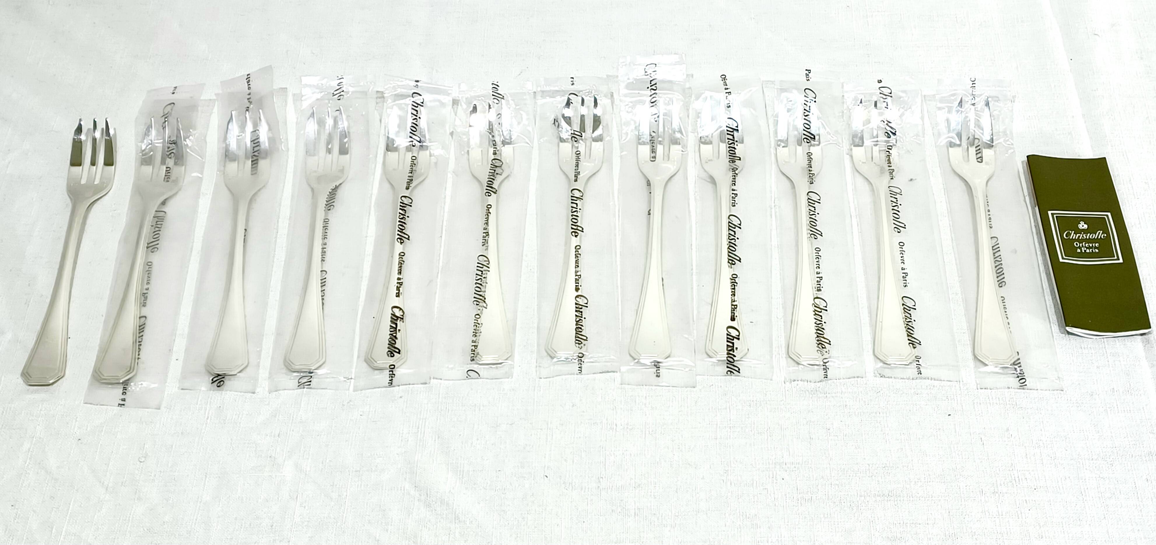 Christofle – 12 Silver Plated Cake Forks, America Model