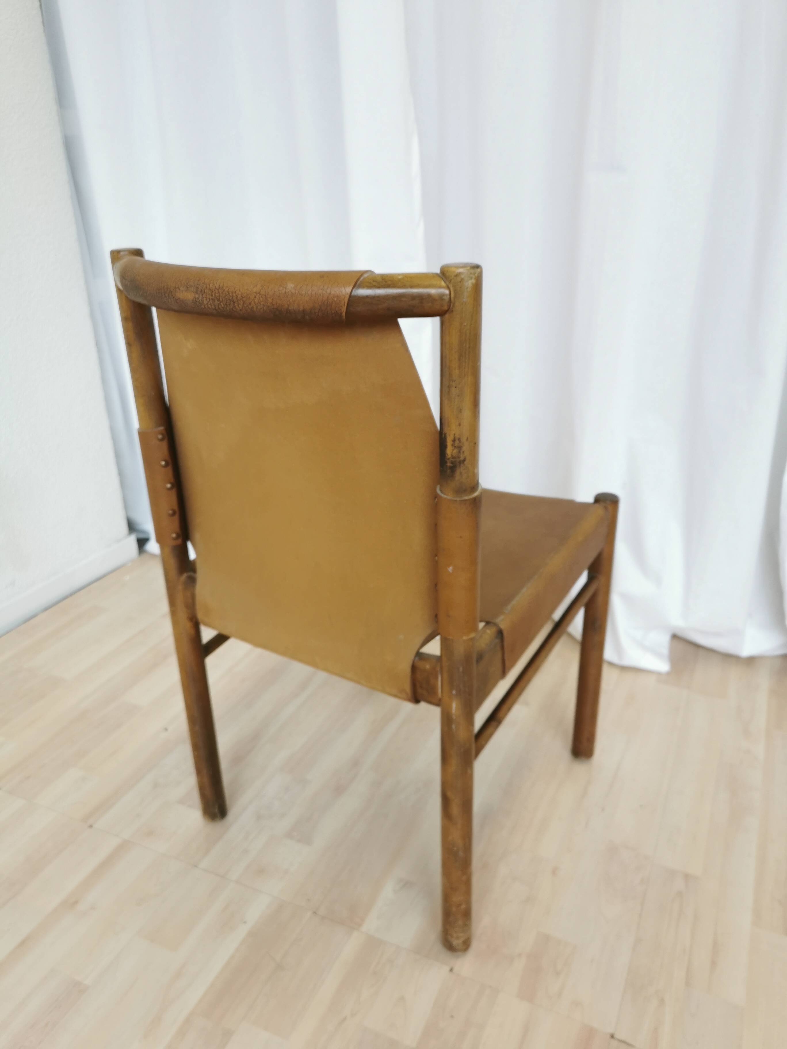 Vintage Janez Lajovic Leather Dining Chair: Mid-Century Modern 1980s