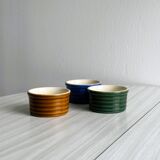 Trio of glazed ceramic ramekins