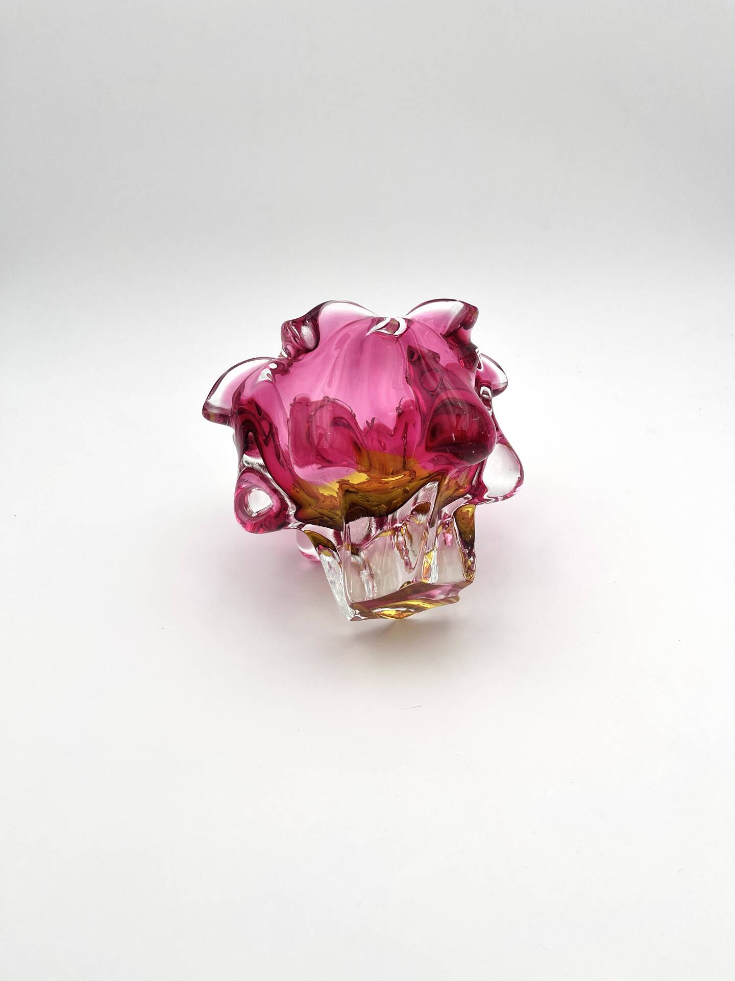 Bowl Ashtray Josef Hospodka Chribska Sommerso Rose 14cm 1.78kg