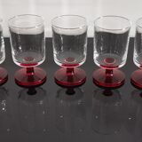 9 transparent Cavalier Luminarc glasses with red legs 70